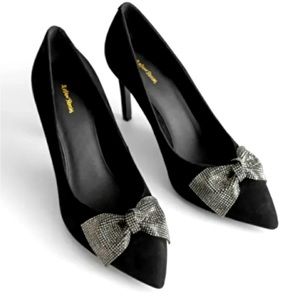 Black suede shoes with crystals